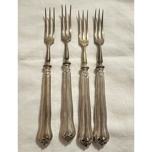 Set of 4 Vintage European Silver-Plated Forks with Gold-Toned Tines
